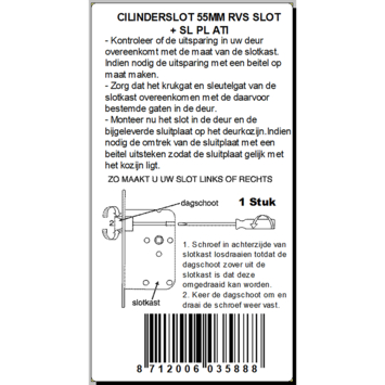 ATZ Insteekslot cilinderslot met RVS voorplaat Doorn 50mm PC 55mm