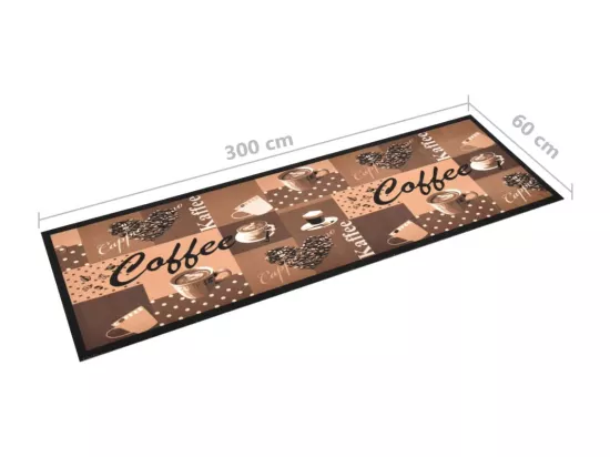 Tapis de cuisine lavable Marron café 60x300 cm