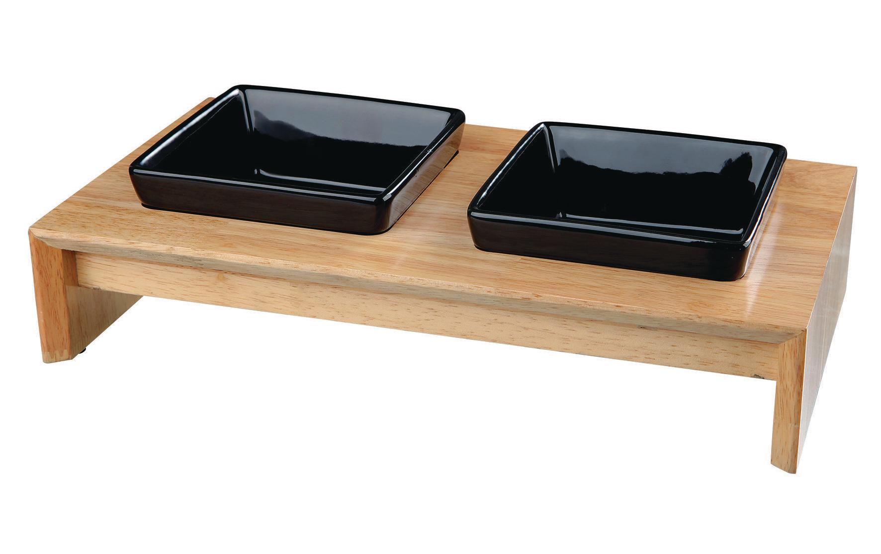 Napf-Set Keramik/Holz 2 x 0.4 lFutternapf für Hunde, 0.8 l