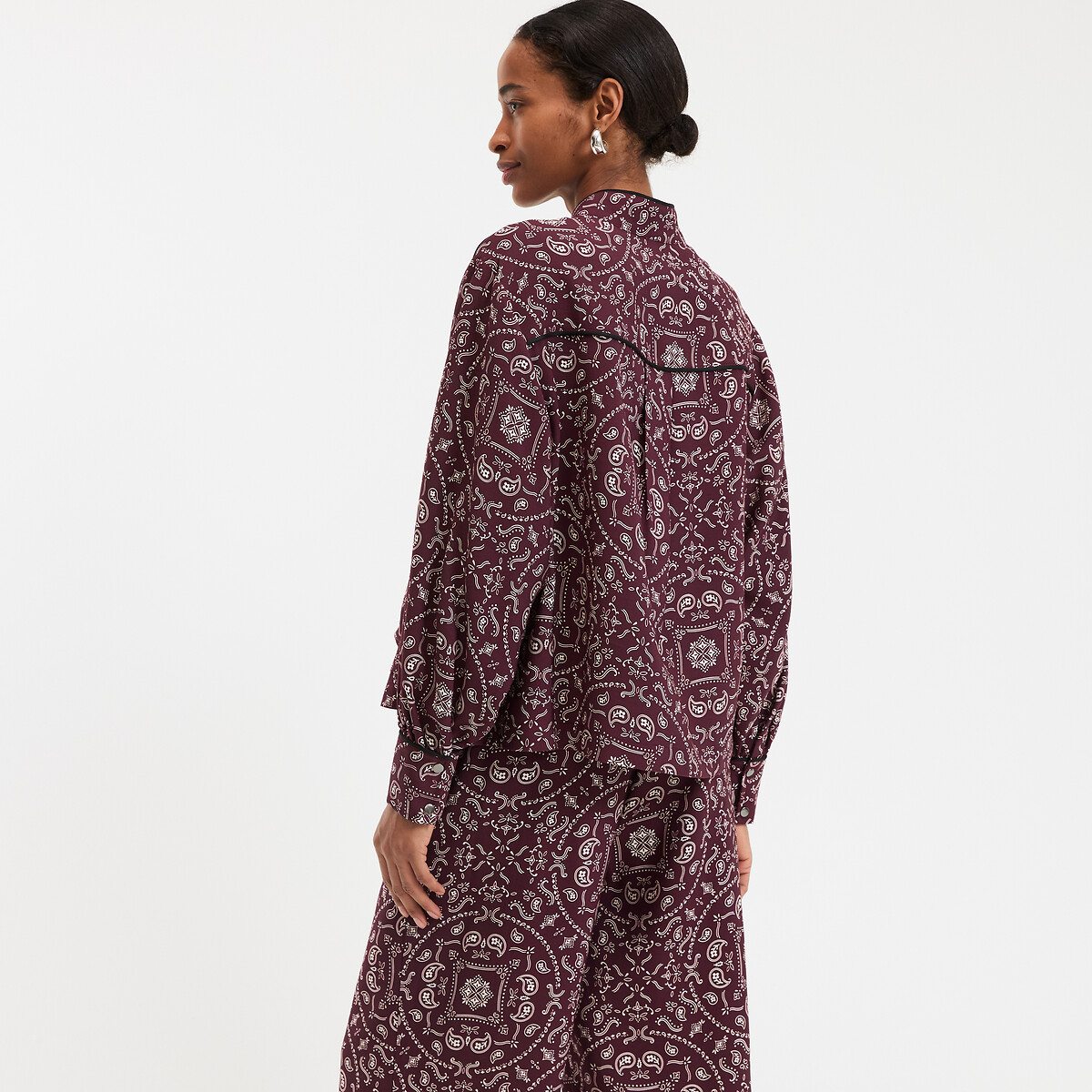 COLEÇÃO LA REDOUTE<br>Camisa de cashmere estampada com gola alta