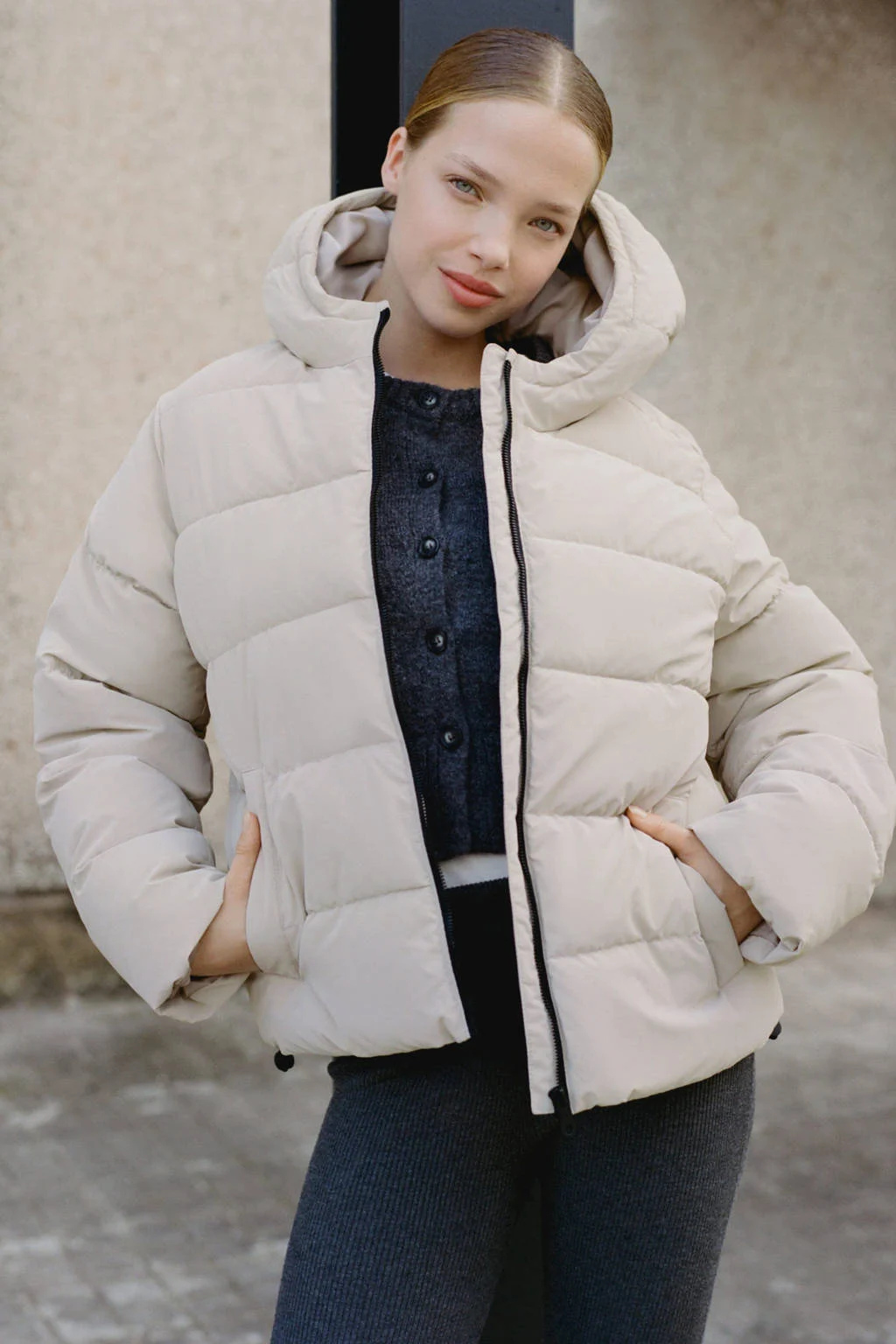 MANGO TEEN gewatteerde jas beige