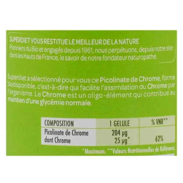 Superdiet Picolinato de Cromo 150 cápsulas