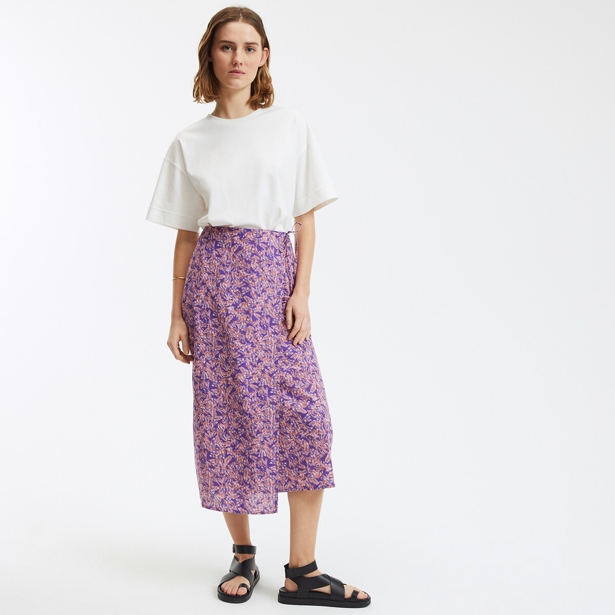 COLEÇÕES LA REDOUTE<br>Saia longa, modelo envelope, estampa floral