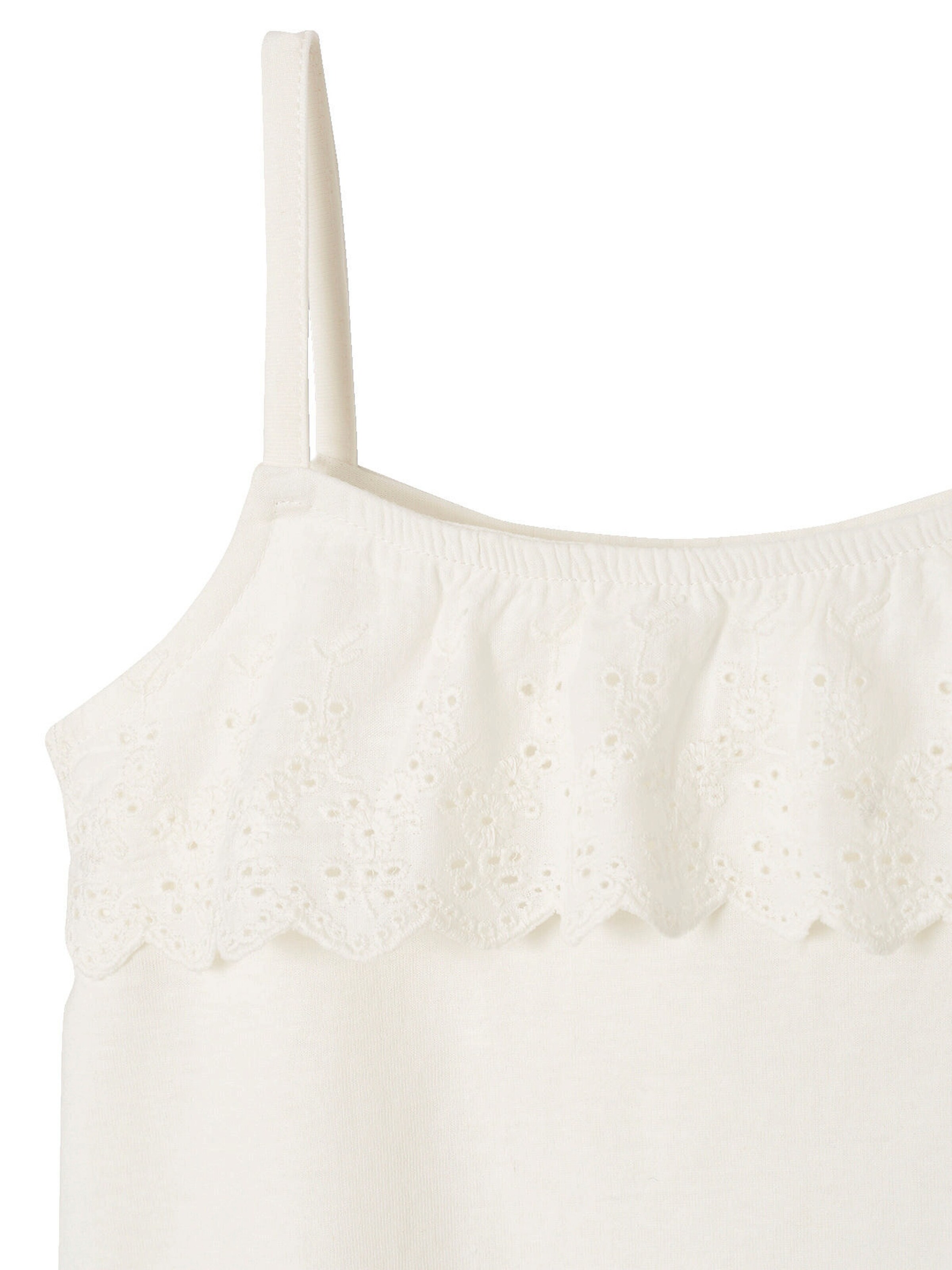 Vertbaudet Mädchen Top mit Volants aus Lochspitze wollweiß