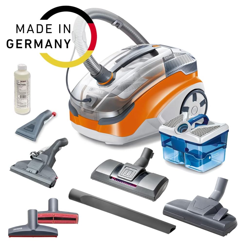 THOMAS AQUA + PET & Family Aspirateur aquafilter: élimine rapidement les poils d'animaux et odeurs animales, Orange/Gris : Cuisine et Maison