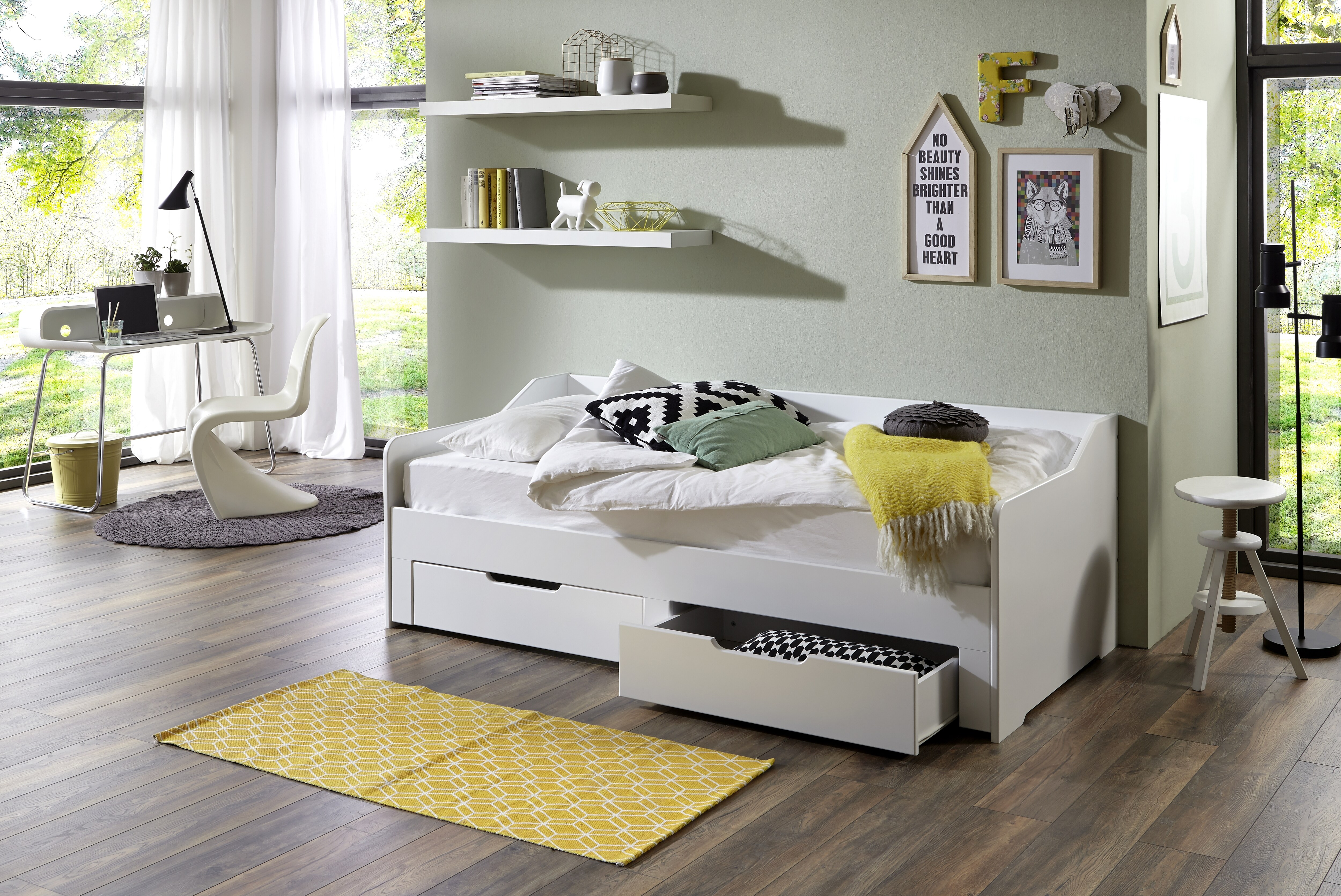 Relita - Funktionsbett Anna 90x 200 auf 180 x 200 cm Liegefläche ausziehbar u. 2 Schubladen