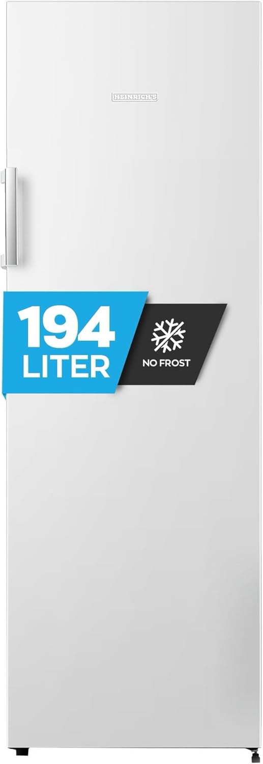 Heinrich´s Gefrierschrank 194 Liter, Temperatur:-14°C~-24°C, Freezer, No-Frost Schutz, 5x Gefrierschublade +1x Gefrierfach, LED-Display,Airflow, wechselbarer Türanschlag, Alarmfunktion, weiß