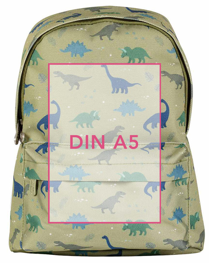 Kinderrucksack LITTLE BACKPACK – DINOSAURS (22x30x10) in hellgrün