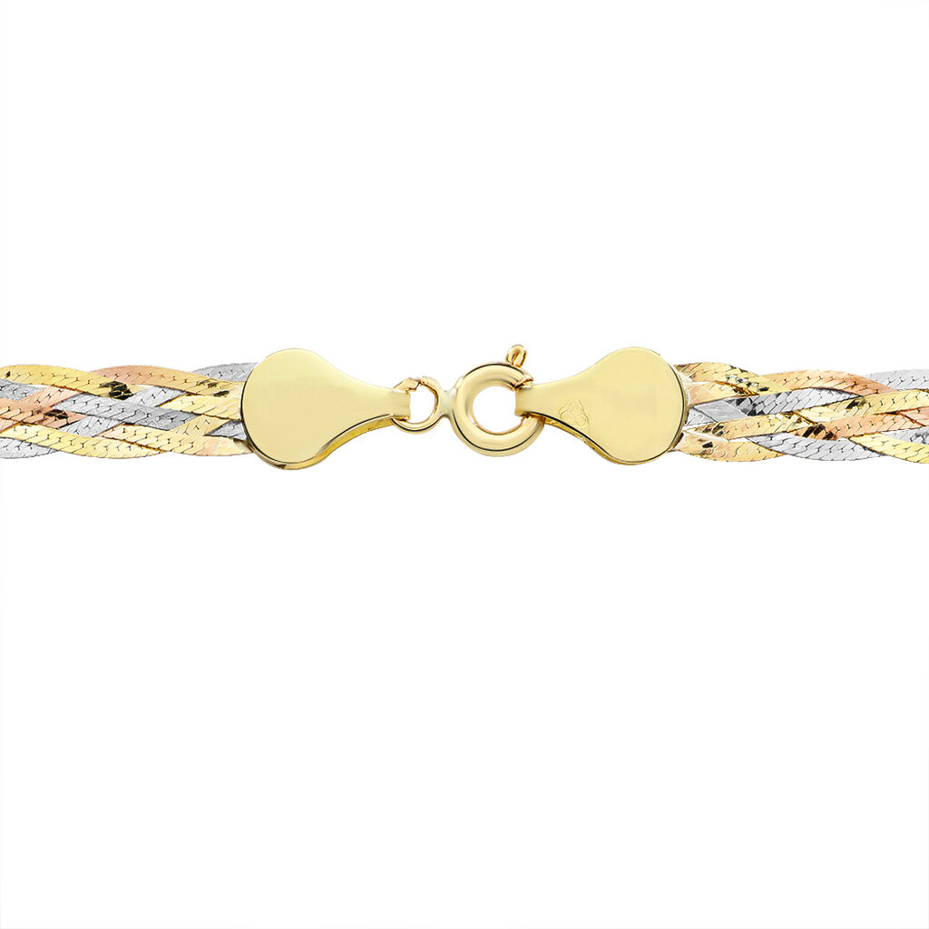 Collier Jen Tresse 6 Fils Or Tricolore