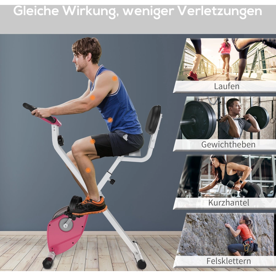 HOMCOM Fahrradtrainer mit Magnetwiderstand rosaweiß