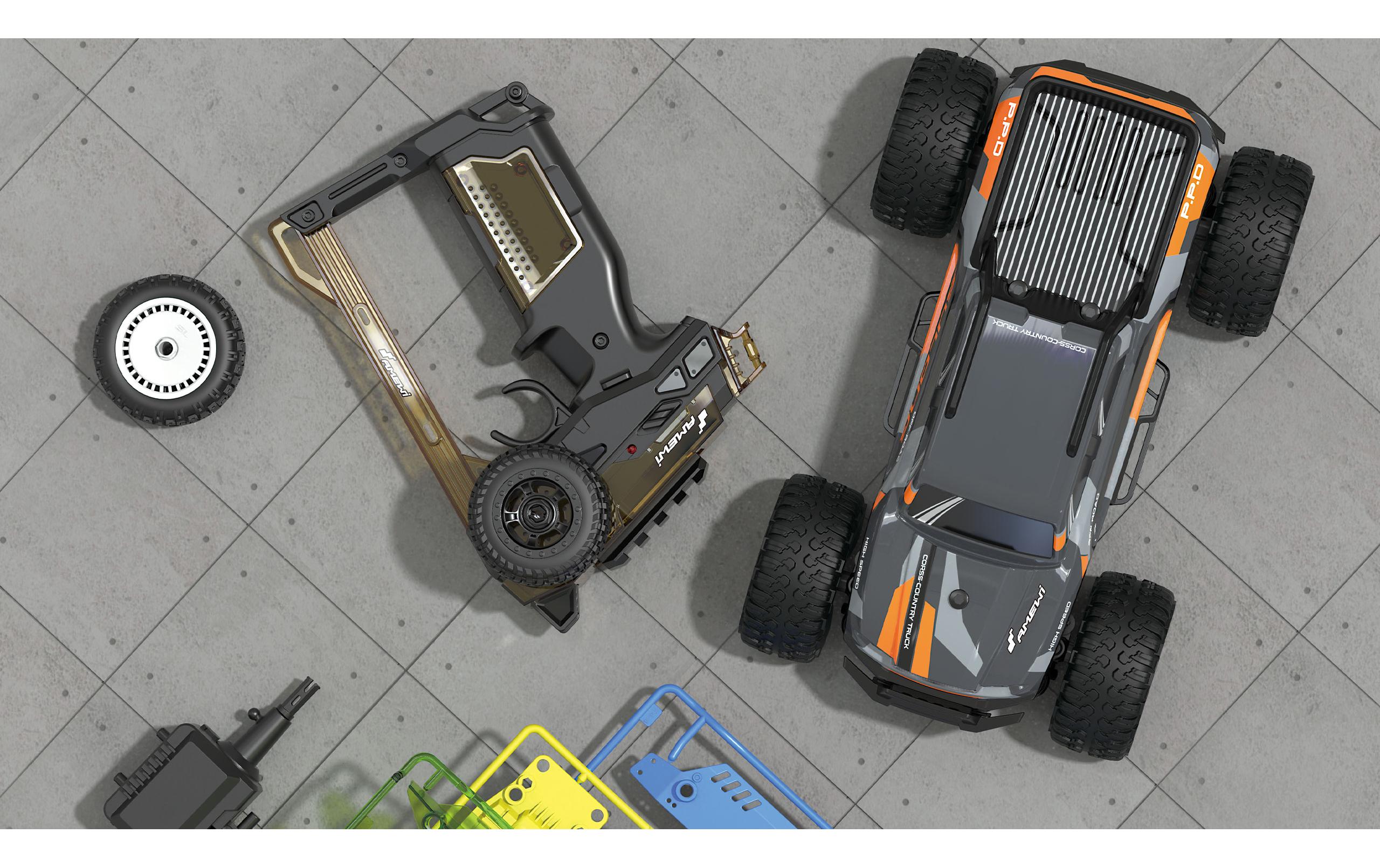 Monster Truck CoolRC DIY Crush 2WD Bausatz, 1:18Kleiner RC Buggy zum selber zusammenbauen