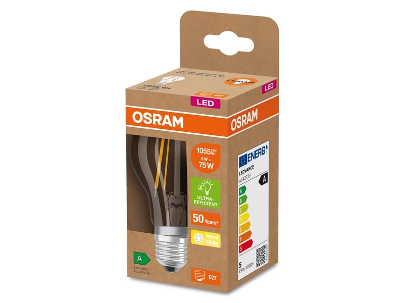 OSRAM Lampe Clas A 75, 5W, E27, Warmweiss LED-Lampen, klassische Kolbenform
