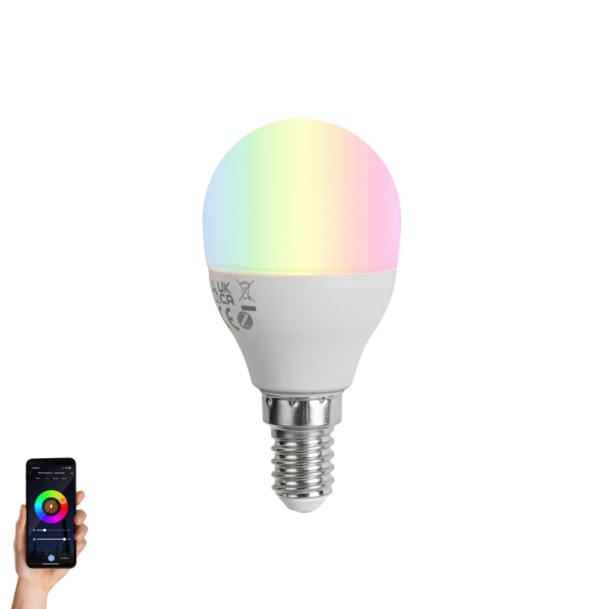 Smart E14 dimbare LED lamp G45 opaal 4.9W 470 lm 2700-6500K