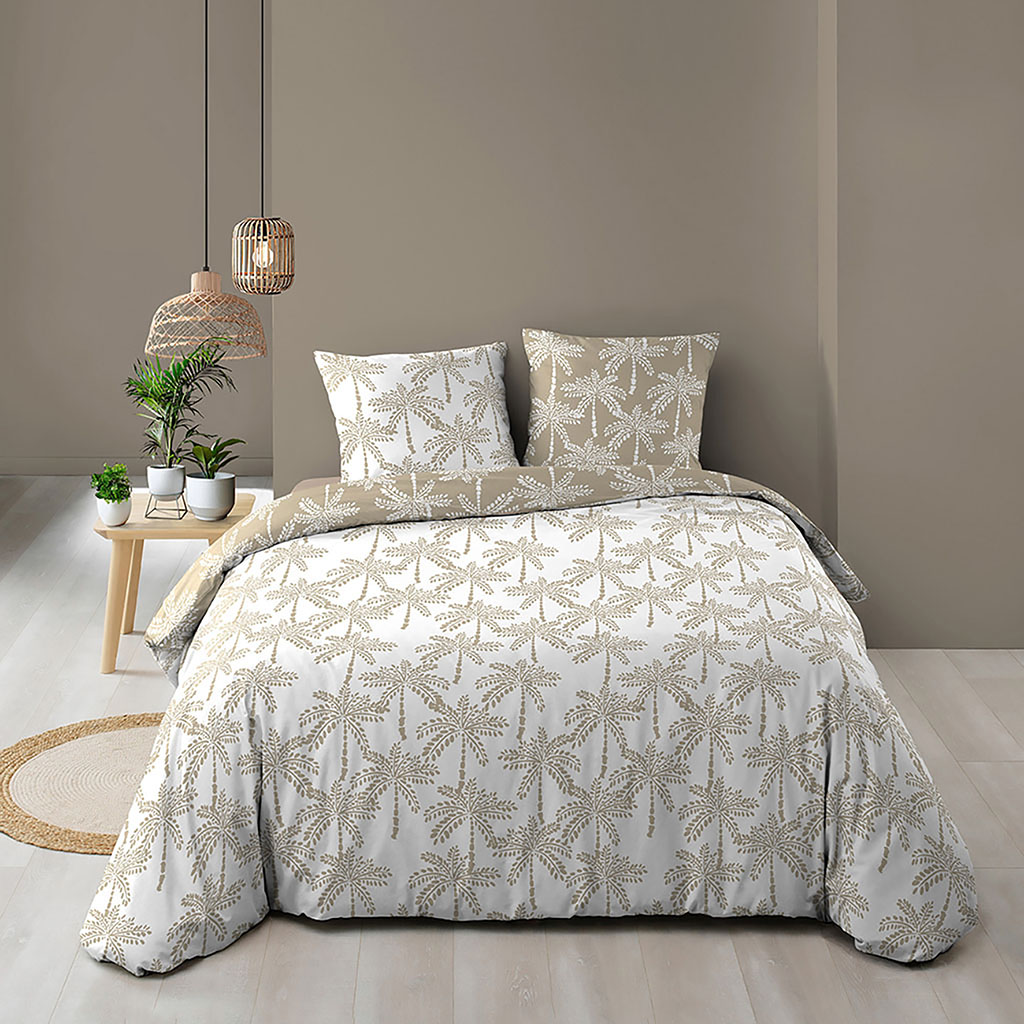 Parure housse de couette OLIANA coton 57 fils imprimée 220x260cm