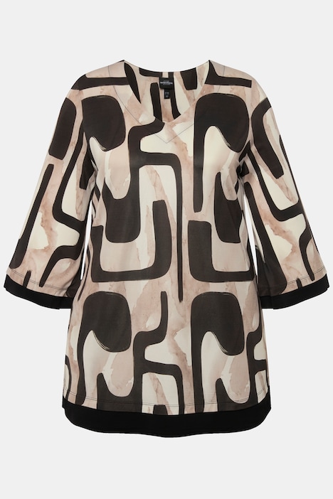 Slinkyshirt, A-Linie, V-Ausschnitt, 3/4-Arm