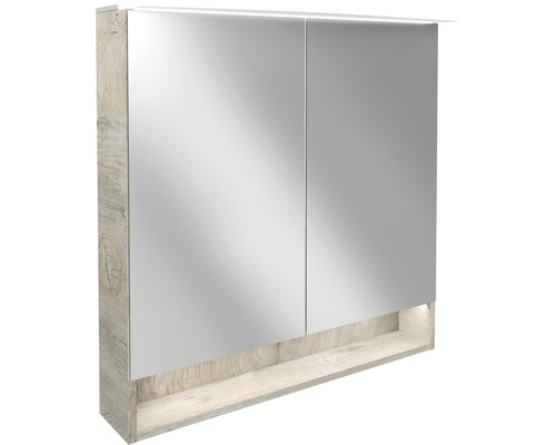 FACKELMANN spiegelkast 80 x 23,1 x 80,9 cm natuurlijk eiken 2-deurs LED