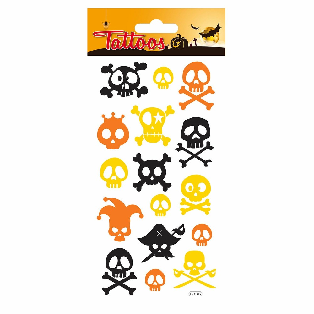Tatouages temporaires - tête de mort halloween