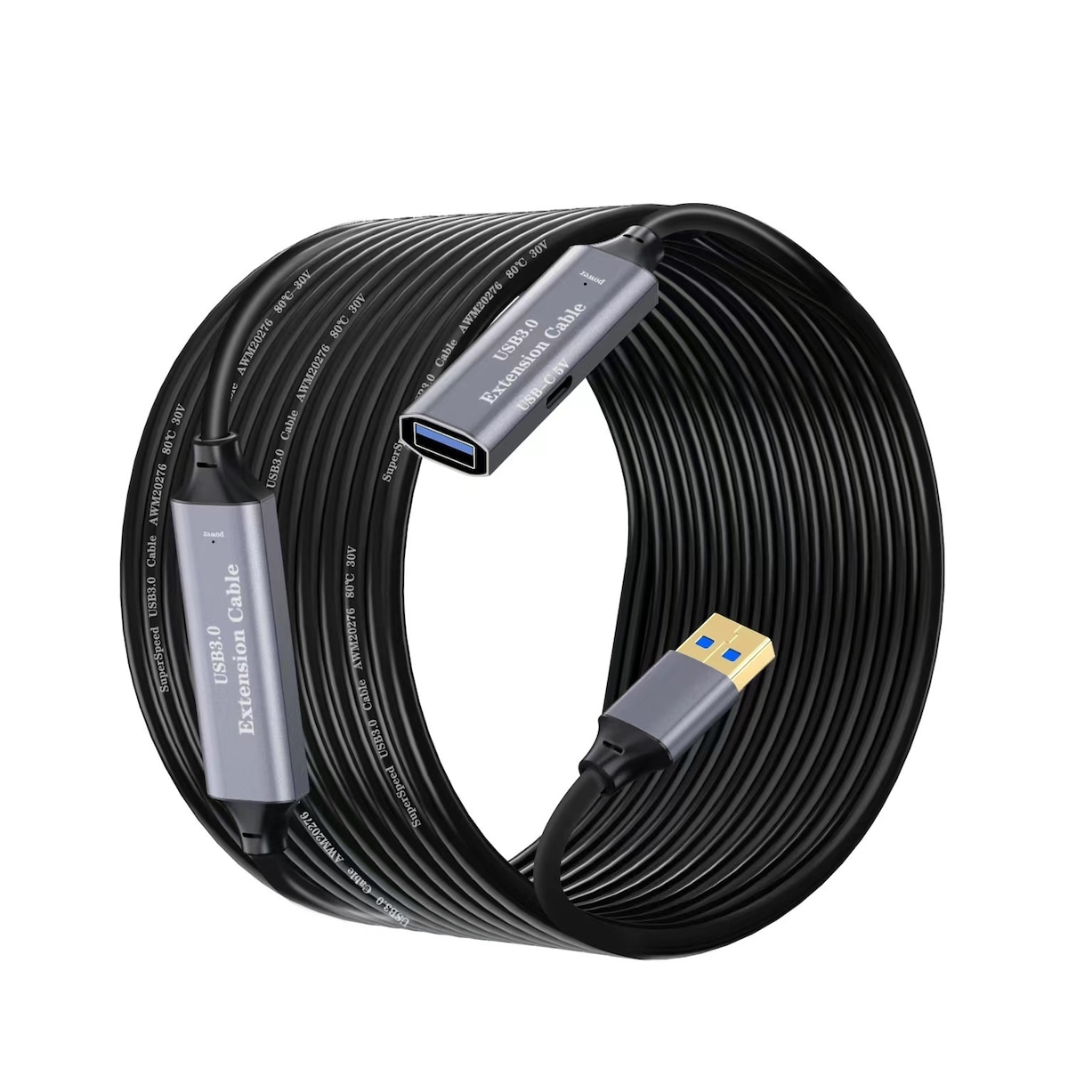 NÖRDIC Active 10m USB3.1 skjøtekabel 5Gbps USB A hann til hunn for Xbox, PS5, Oculus, skriver, skanner, Playstation, VR USB skjøtekabel