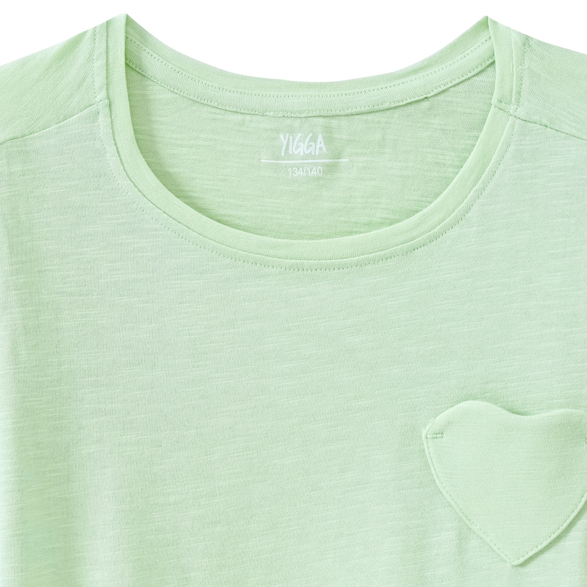 Yigga Mädchen T-Shirt mit Herz-Tasche hellgrün