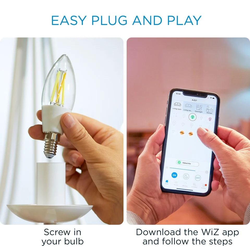 WiZ - C35 Klar Stearinlys E14 Justerbar Hvid - Smart Home