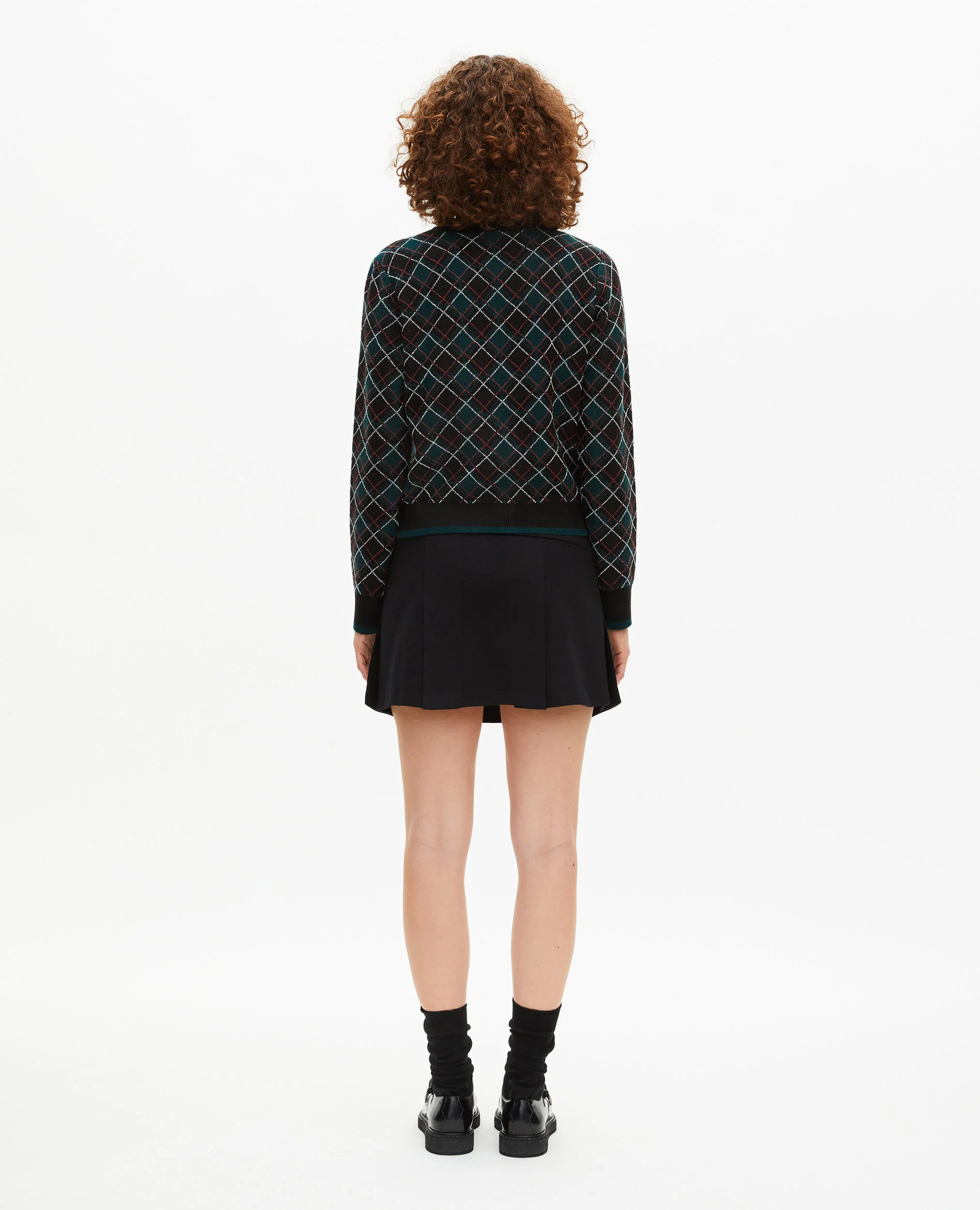Cardigan à carreaux noir