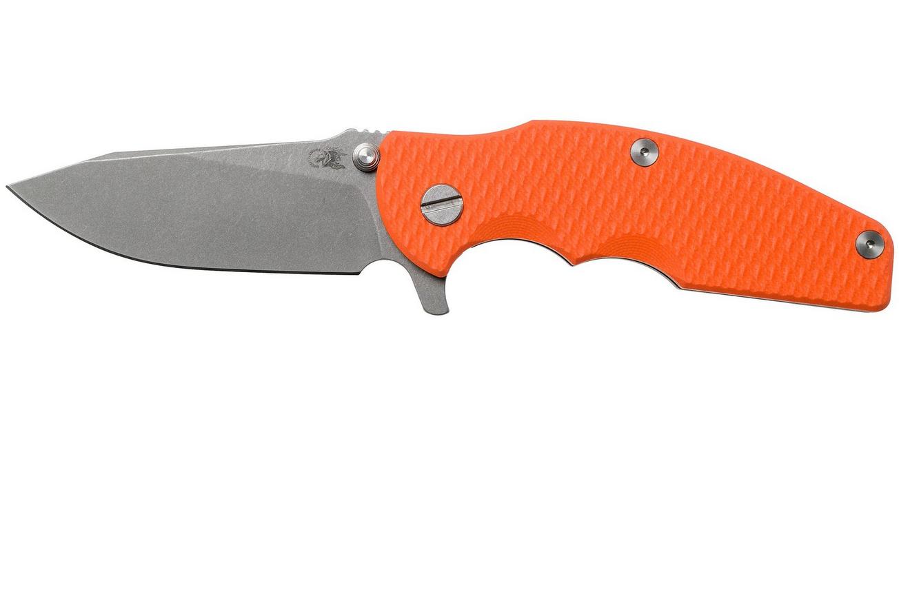 Rick Hinderer Jurassic Slicer Working Finish Orange G10 CPM 20CV zakmes