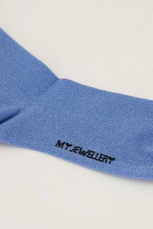 Blauwe sokken met lurex en ruffle