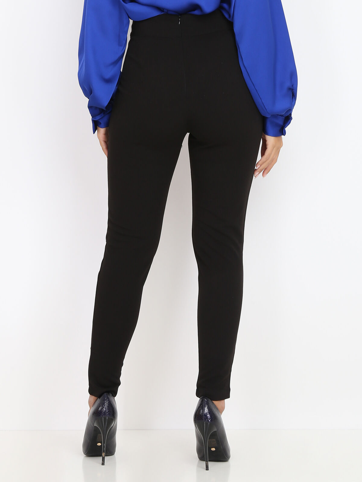 Pantalon uni taille haute- Noir