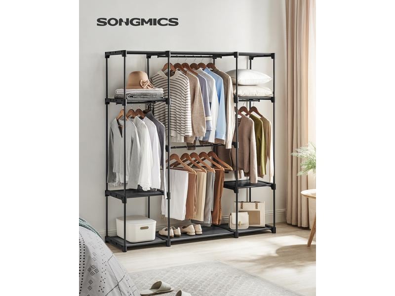 VASAGLE Garderobenständer mit 4 Hängefächer 151 x 166 cm, S Kleiderschrank