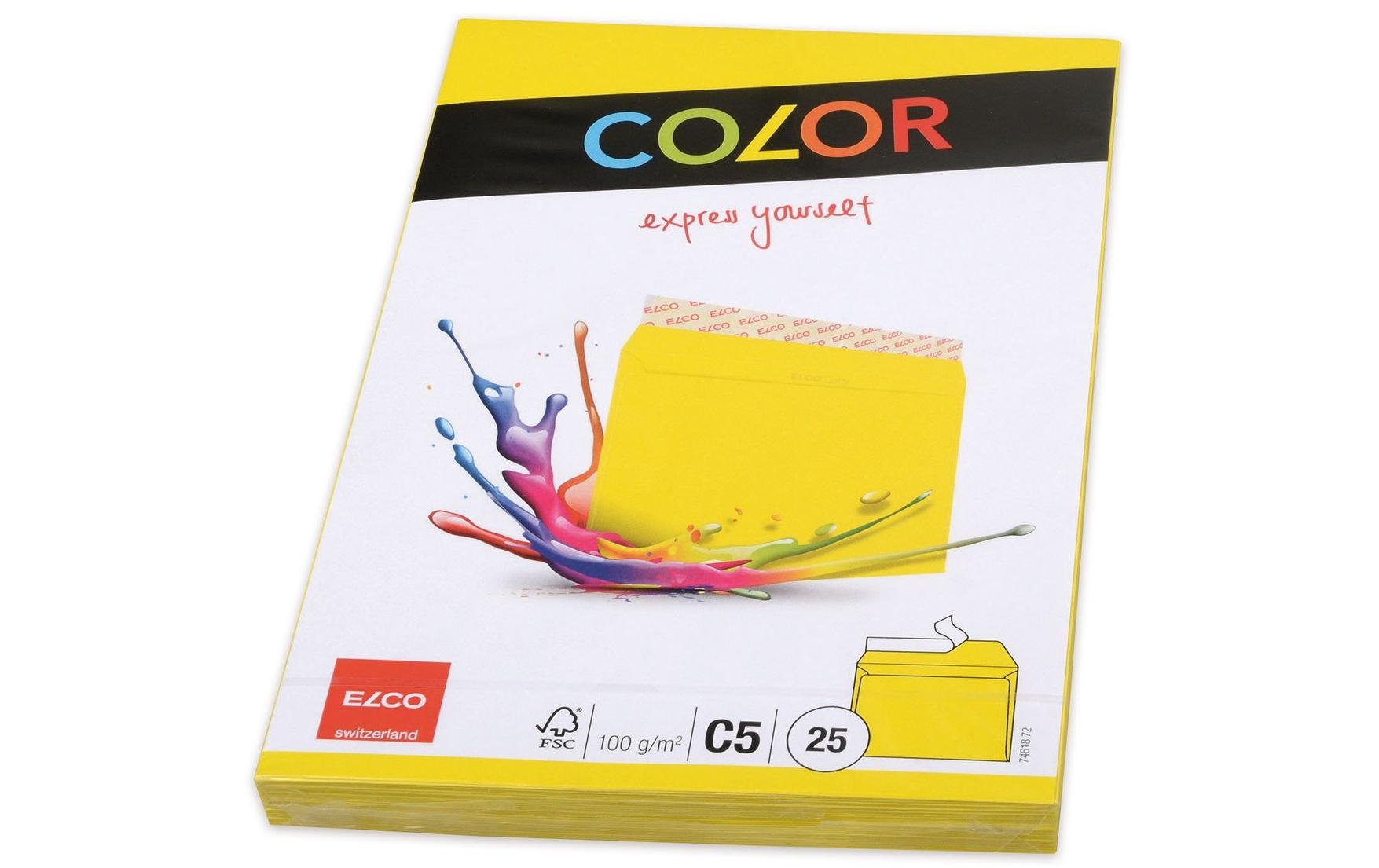 Couvert Color C5, Keine Fenster, 25 Stück, GelbFarbige Briefumschläge von Elco