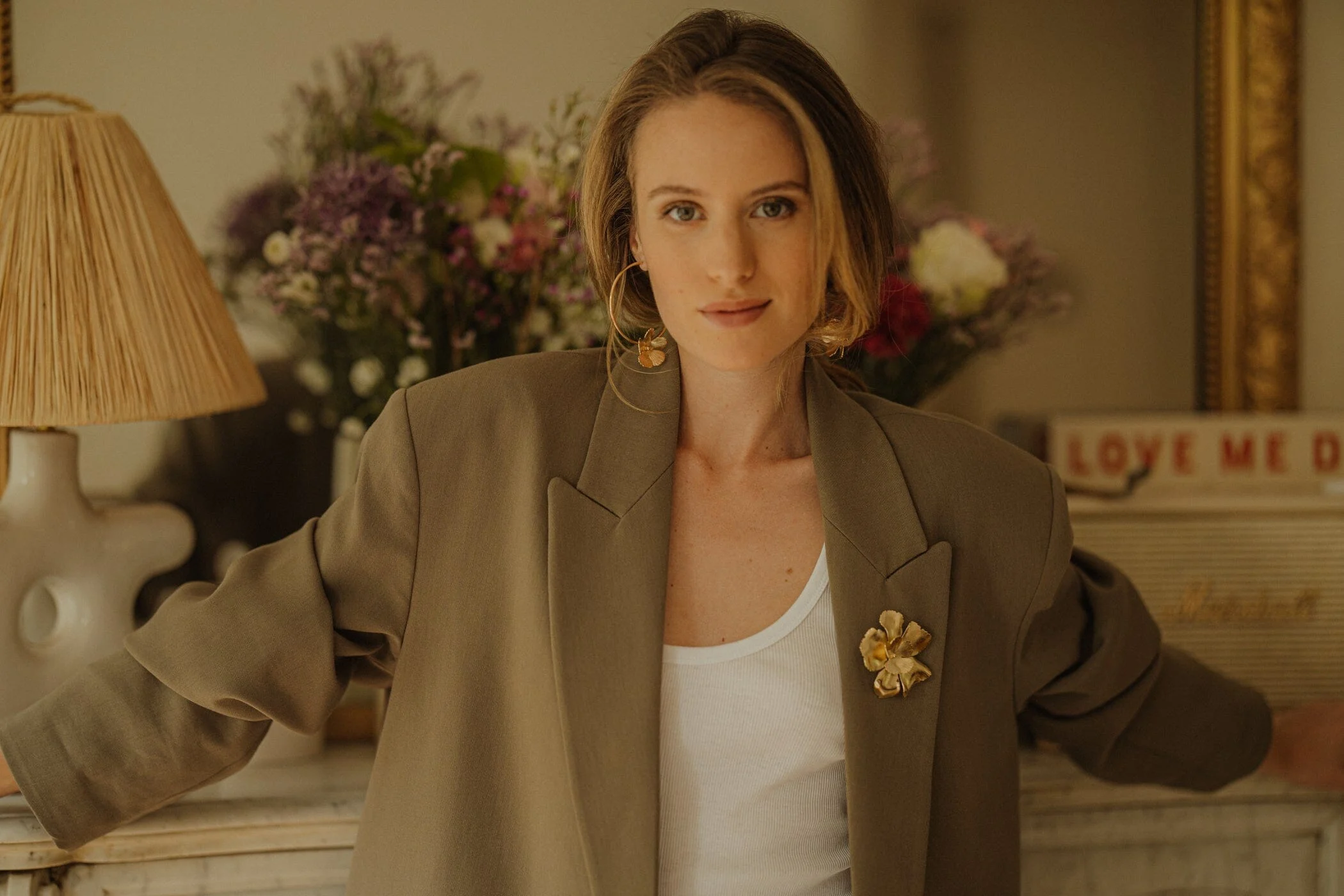ORPHÉE - Broche fleurs plaqué argent | Doré