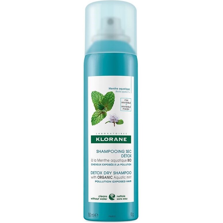 Shampooing sec Détox menthe aquatique Bio Klorane - Aérosol de 150 ml