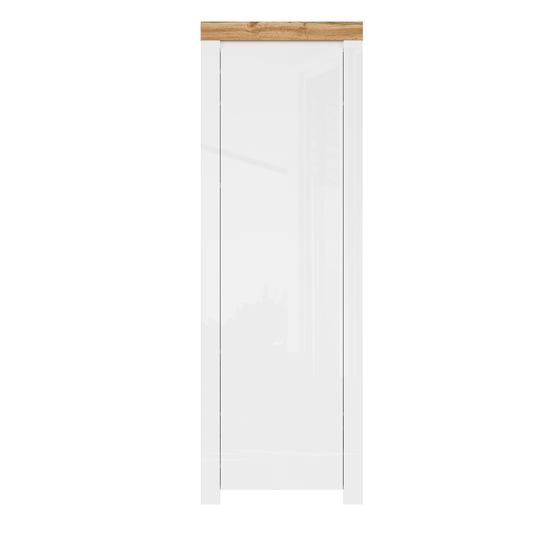 Garderobenschrank - weiß Hochglanz-Wotan Eiche - 204 cm hoch