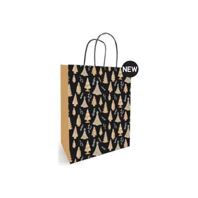 Créastyl Kraft Fantaisie - 50 Sacs cadeau kraft - poignées torsadées - 18 cm x 8 cm x 22 cm - woody blanc