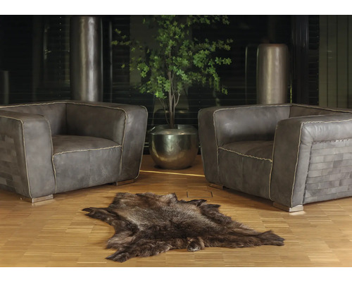 Rendierhuid, wit/bruin, 100x140 cm