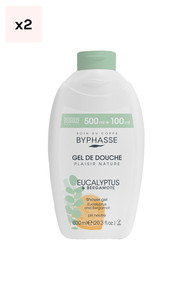 Gels douche - Eucalyptus & bergamote - Plaisir Nature - 2 x 600 ml