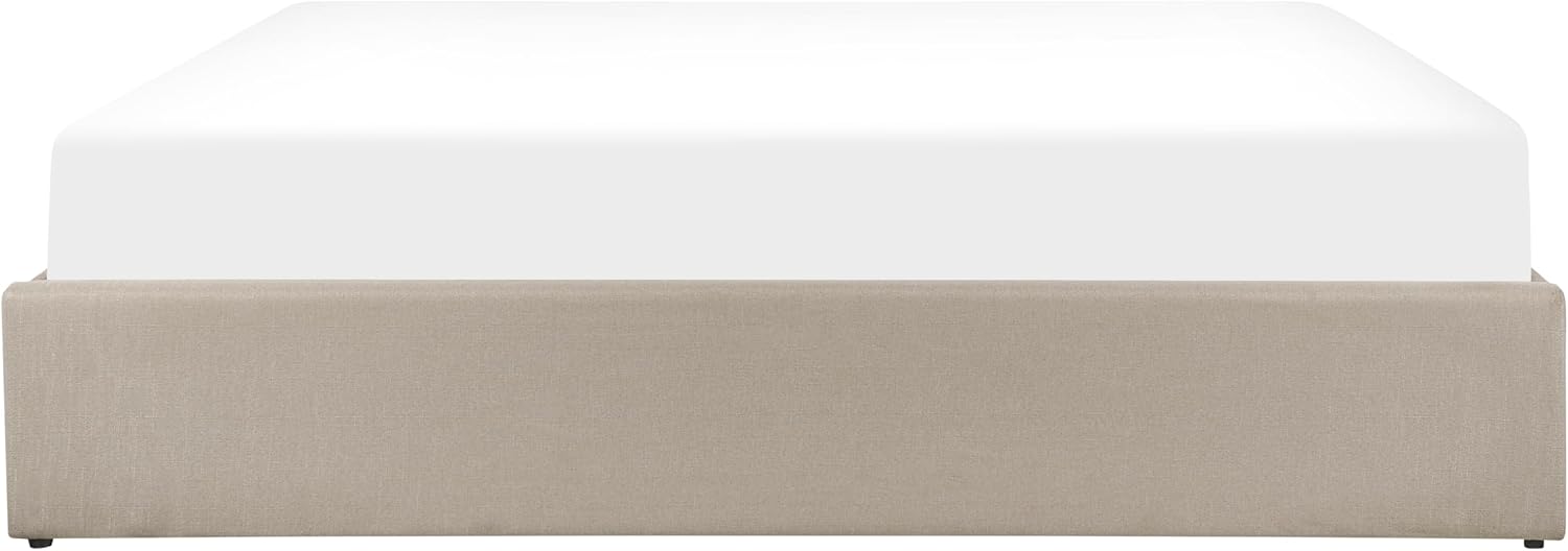 Beliani Polsterbett Hellbraun mit hochklappbarem Lattenrost 180x200 cm Bettkasten Dinan