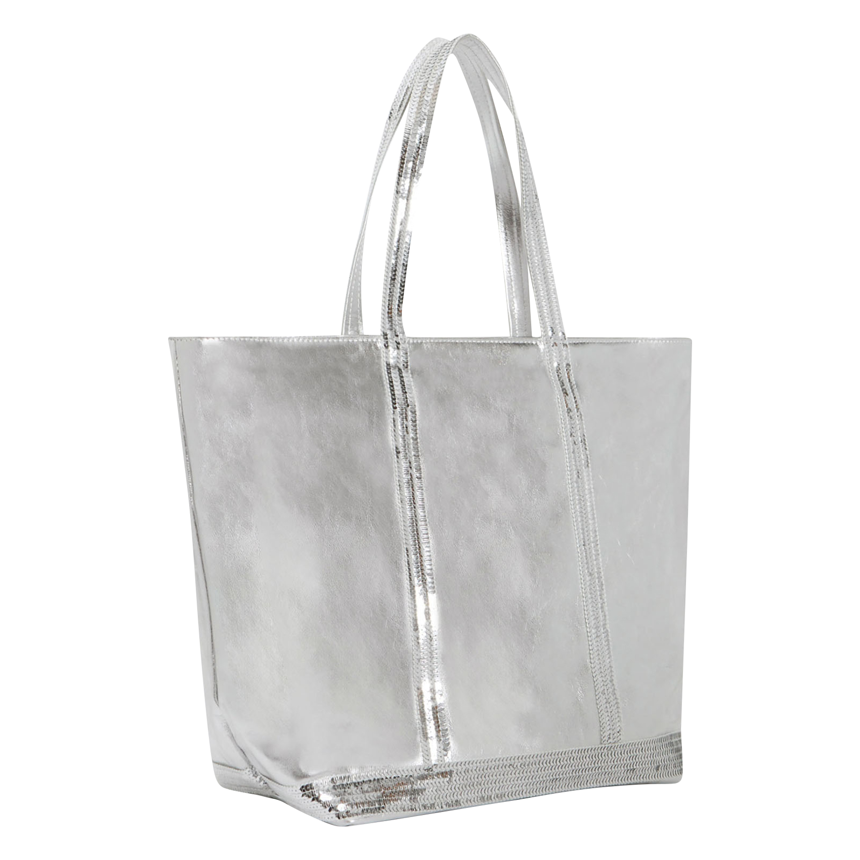 CABAS L - Cabas en L métallisé en cuir| Gris