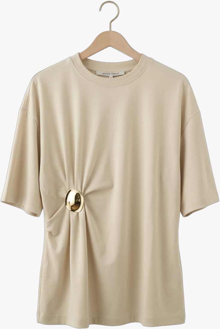 beige second female t-shirt enora brooch tee