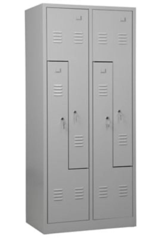 PROREGAL Garderobekast Camel 4-Vaks Z-Design HxBxD 180 x 80 x 50 cm Cilinderslot Grijs