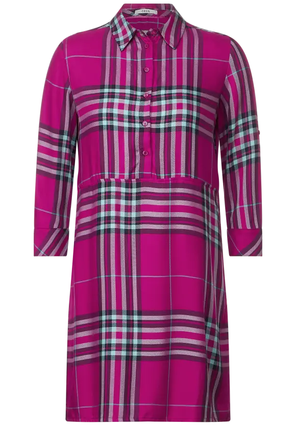 Karo Hemdblusenkleid - cool pink