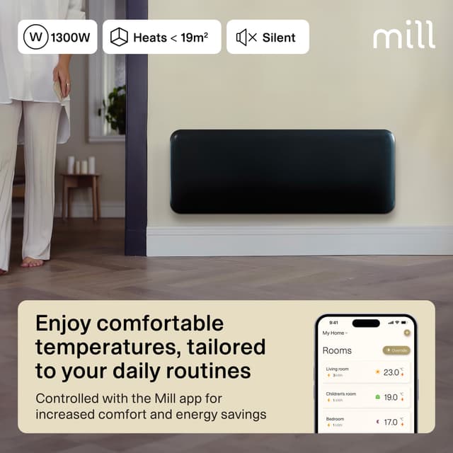 Mill Invisible Wi-Fi Gen4 panelradiator PA1300WIFI4sort (sort)