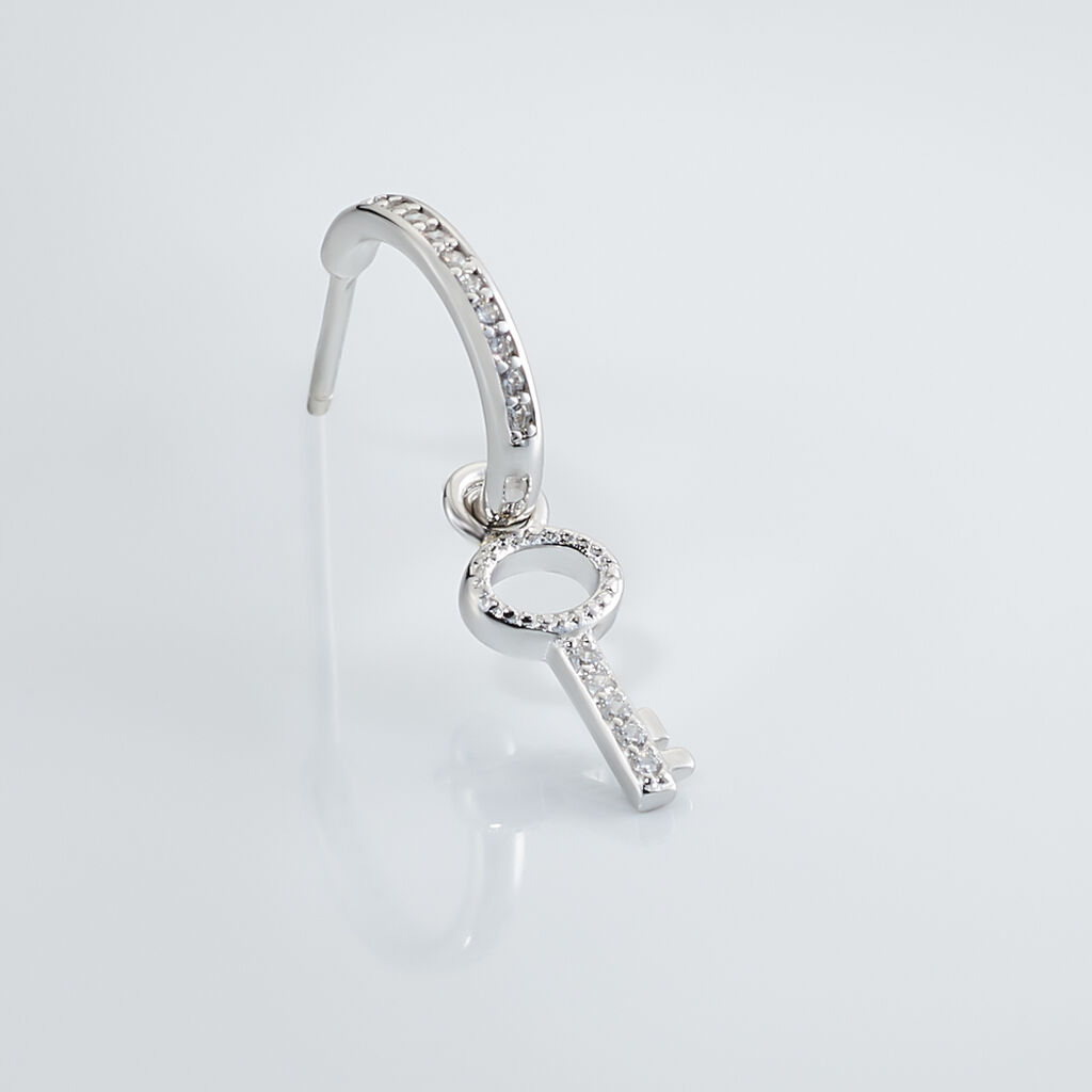 Créole Unitaire Ancelin Rondes Argent Blanc Oxyde De Zirconium