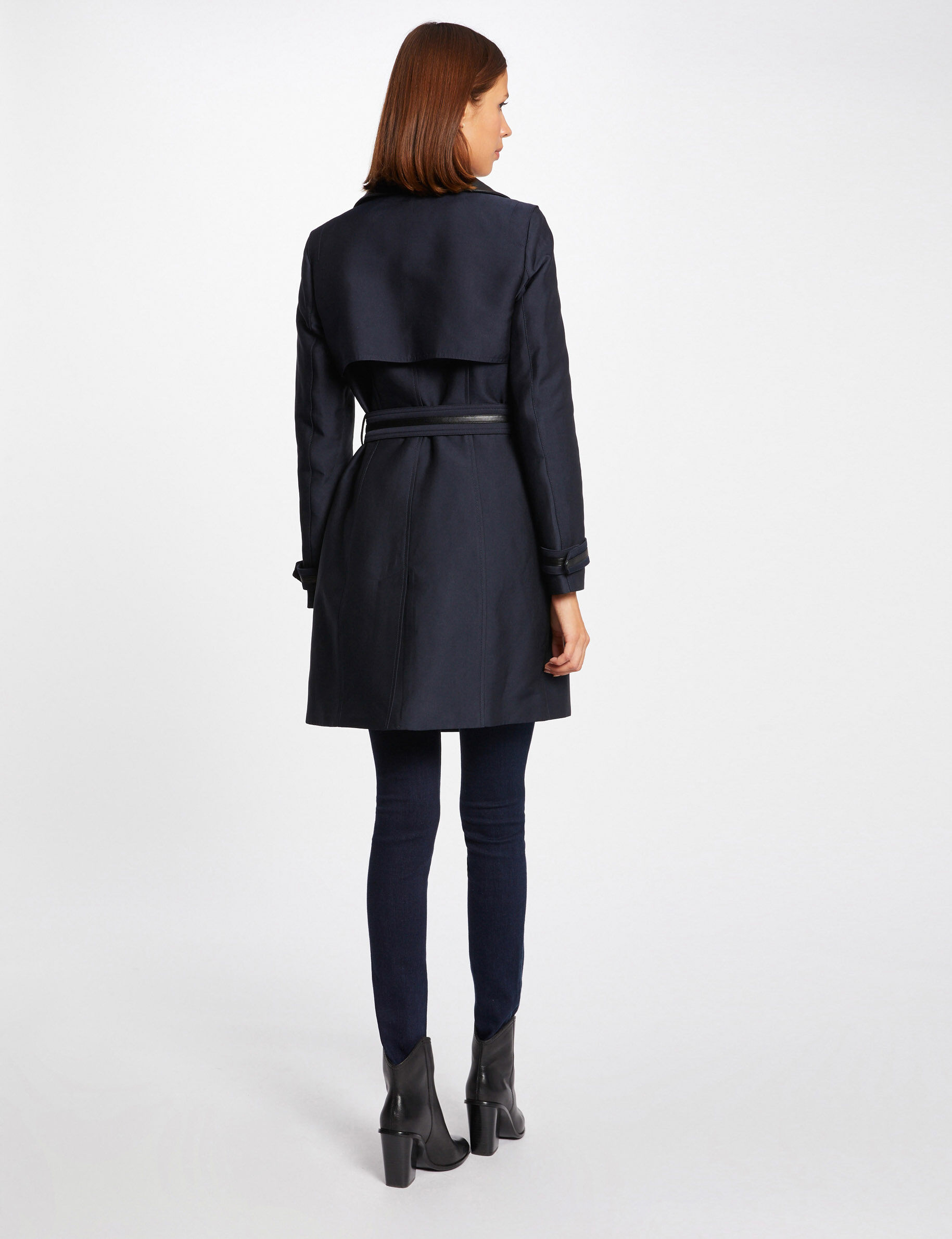 Trench droit ceinturé marine femme - marine