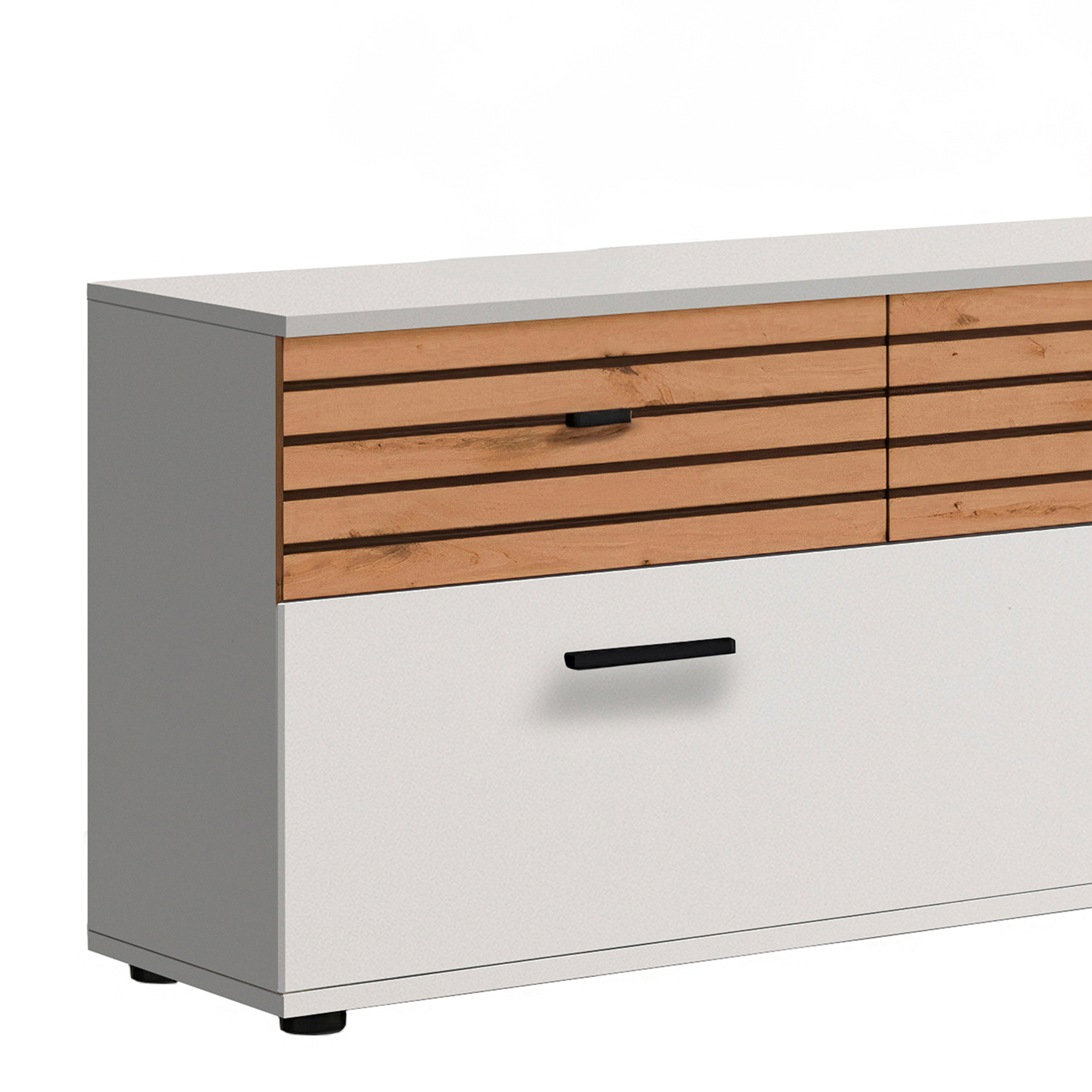 TV-Lowboard BARLET - weiß-Artisan Eiche - 168 cm