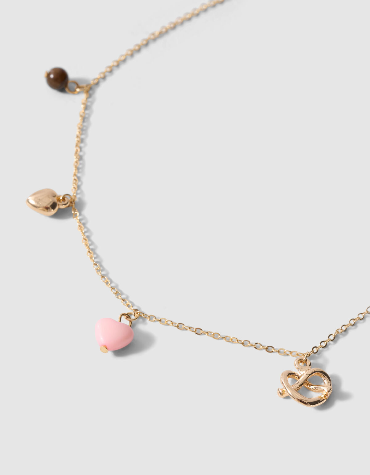 Pretzel Charm Ketting Goud