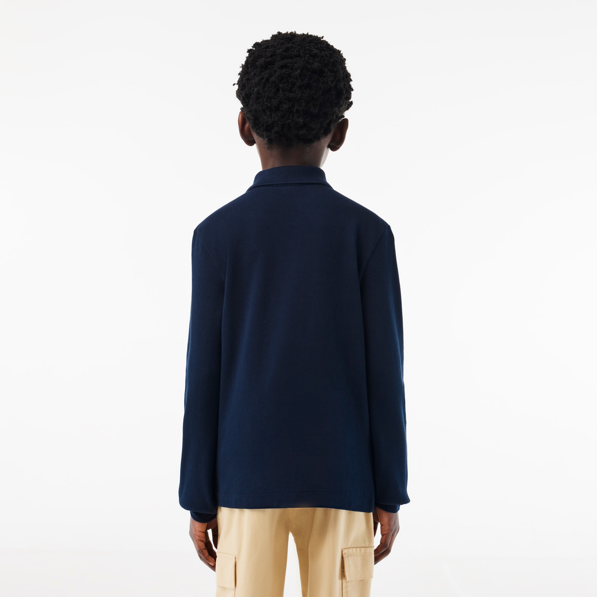 Polo regular fit à manches longues enfant Lacoste en petit piqué uni Polos - Bleu - Lacoste - Enfant
