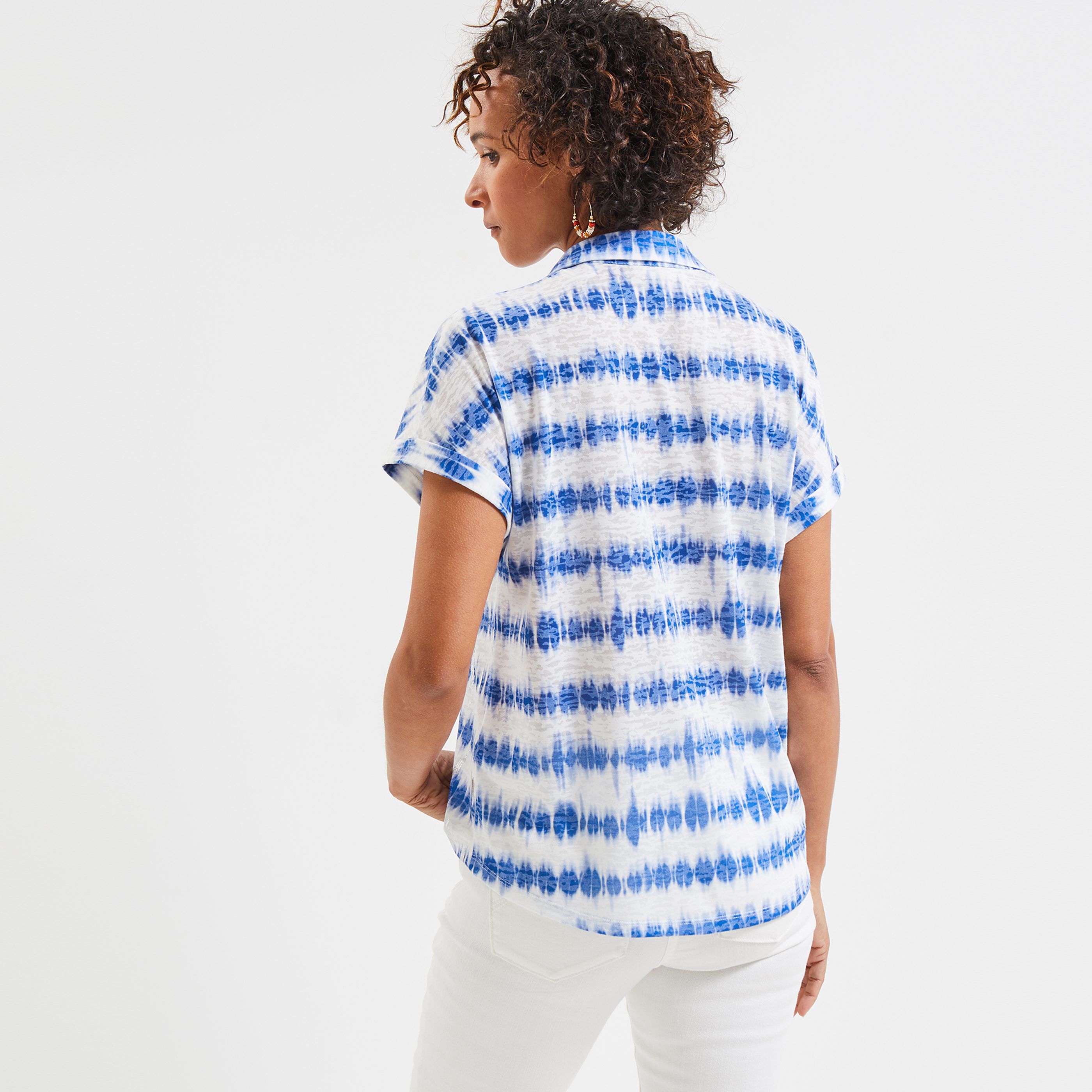 Tshirt col chemise femme - BLANC CASSE