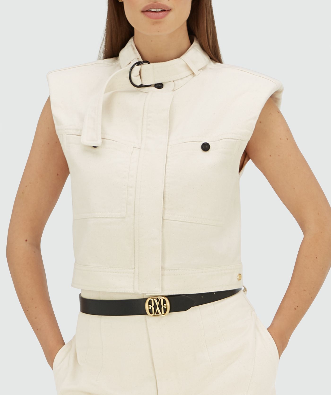 JV-MAXWELL oversized gilet - ecru