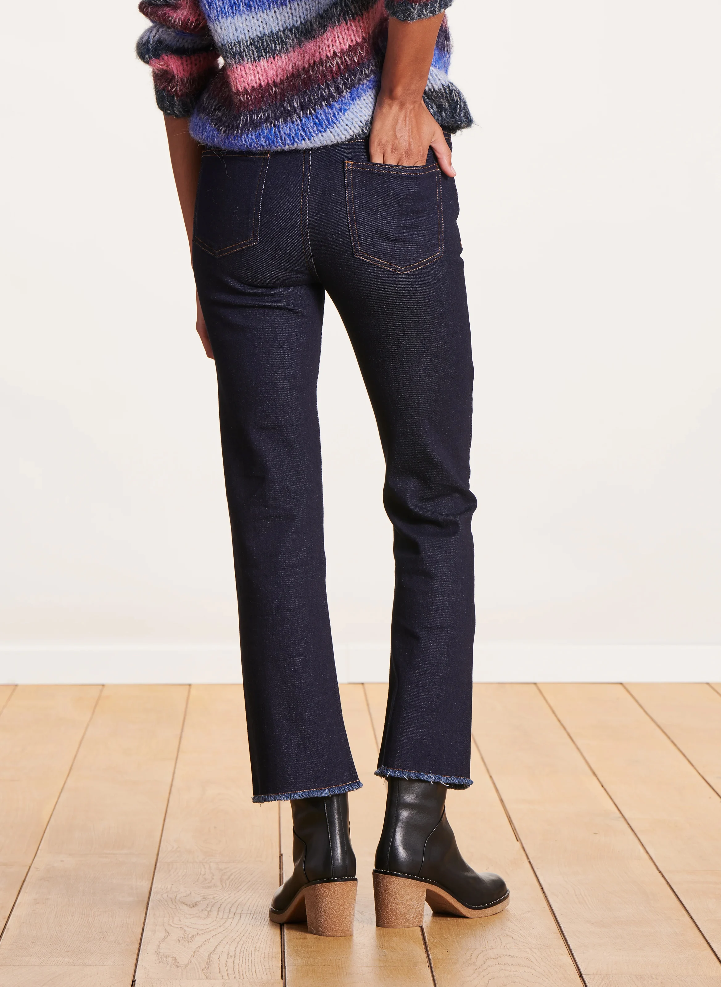 Jean cropped en coton bio | Bleu